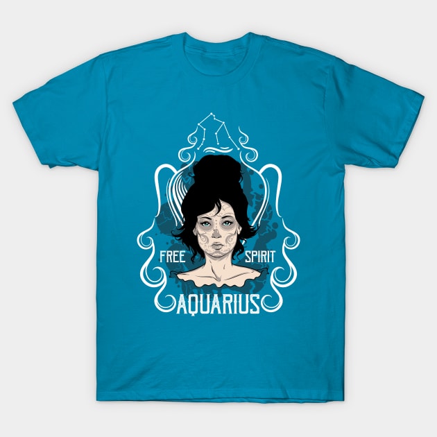 Zodiac Signs: Aquarius - The Water Bearer T-Shirt by Superfunky